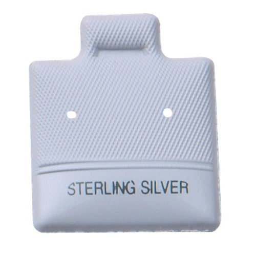 White 'Sterling Silver' Puffed Display Cards for Stud Earrings (Pk/200), 1" L x 1" W