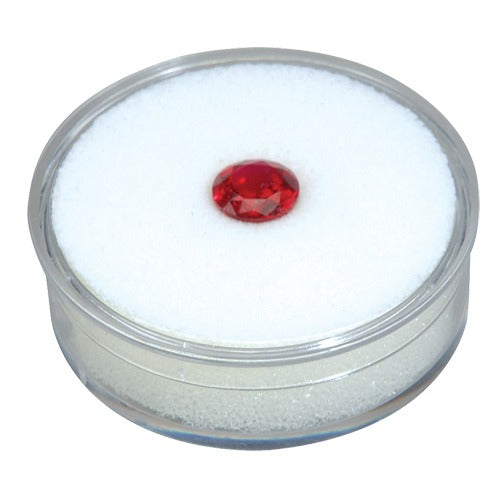 Round Acrylic Gem Boxes w/White Flat-Foam Inserts, 1.38" Dia.