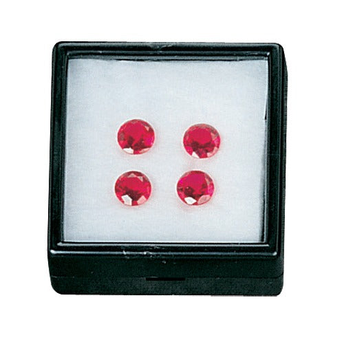 Glass-Top Square Gem Boxes w/Cotton Inserts in Black, 2." L x 2." W