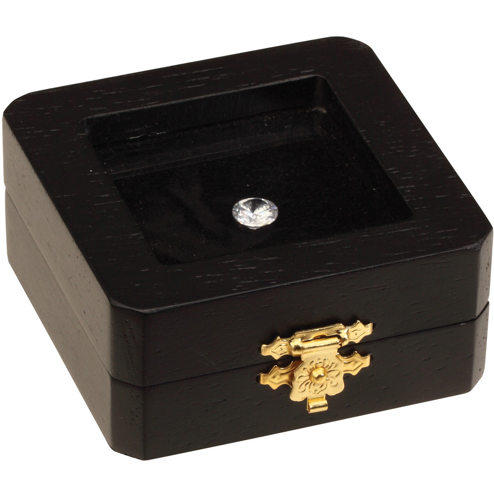 Square Glass-Top Wood Gem Boxes w/Reversible Foam Inserts, 2.75" L x 2.75" W