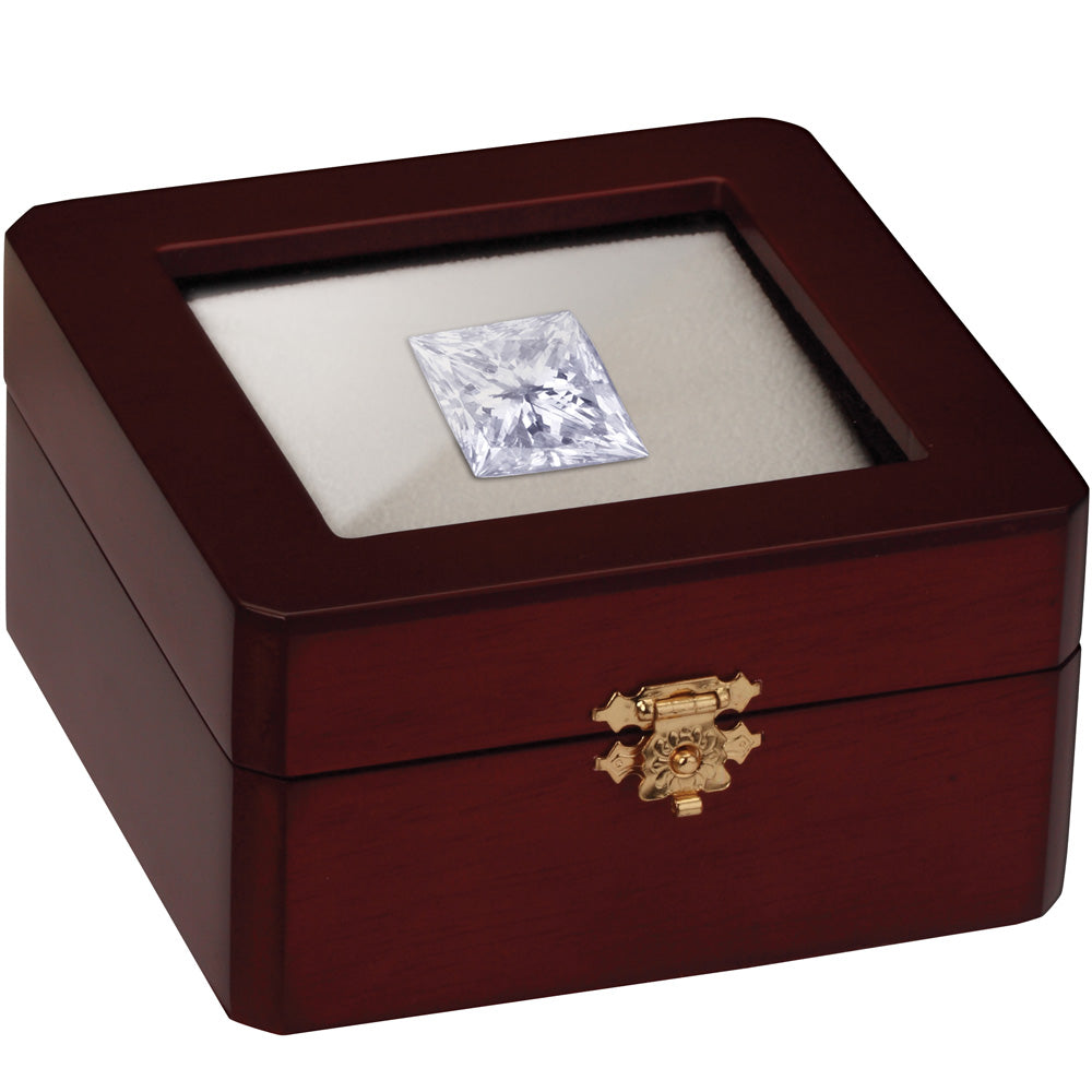 Glass-Top Cherry Wood Gem Boxes w/White Flat-Foam Inserts, 4" L x 4" W