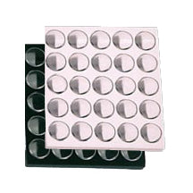 25 Acrylic 1.13" Ø Gem Jars Inserts in Foam Foam Tray Liners, 7.88" L x 7.88" W