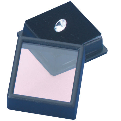 Flat Foam, Glass Top Gem Box  - Black Finish 1" x 1"