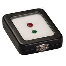 Glass-Top Gem Boxes w/Reversible Flat-Foam Inserts in Onyx