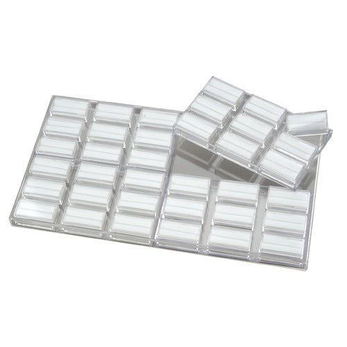 36 Acrylic 2 x 1" Gem Jars Inserts in Acrylic Trays, 14.75" L x 8.25" W