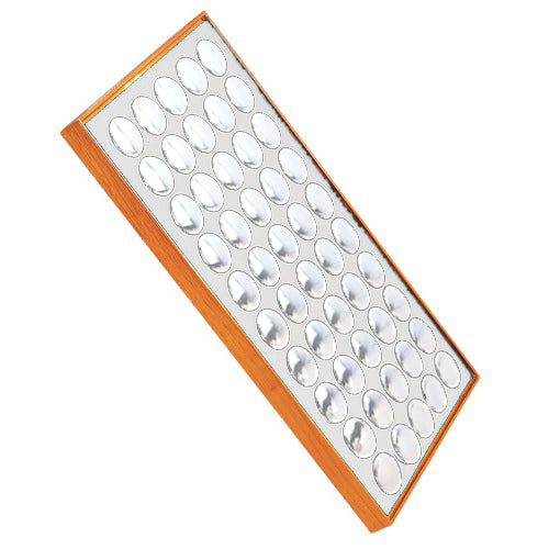 50 Acrylic 1.13" Ø Gem Jars w/White Flat-Foam Inserts in Beech Wood Trays, 14.75" L x 8.25" W