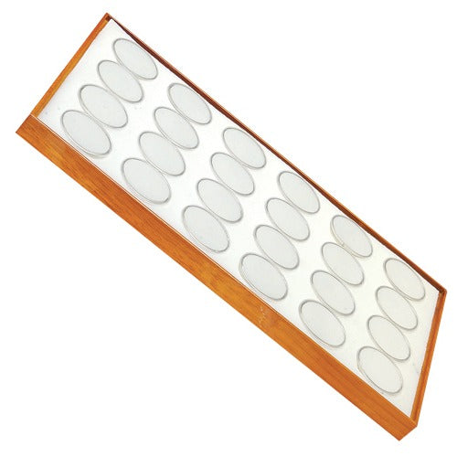 24 Acrylic 1.13" Ø Gem Jars w/White Flat-Foam Inserts in Beech Wood Trays, 14.75" L x 8.25" W