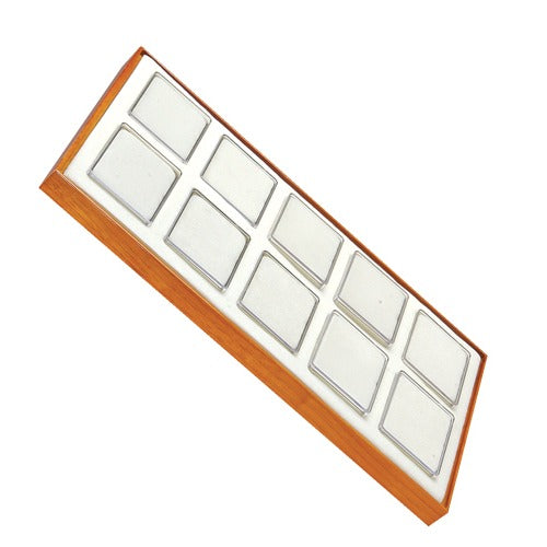 10 Acrylic 3 x 2.25" Gem Jars Inserts in Wood Trays, 14.75" L x 8.25" W