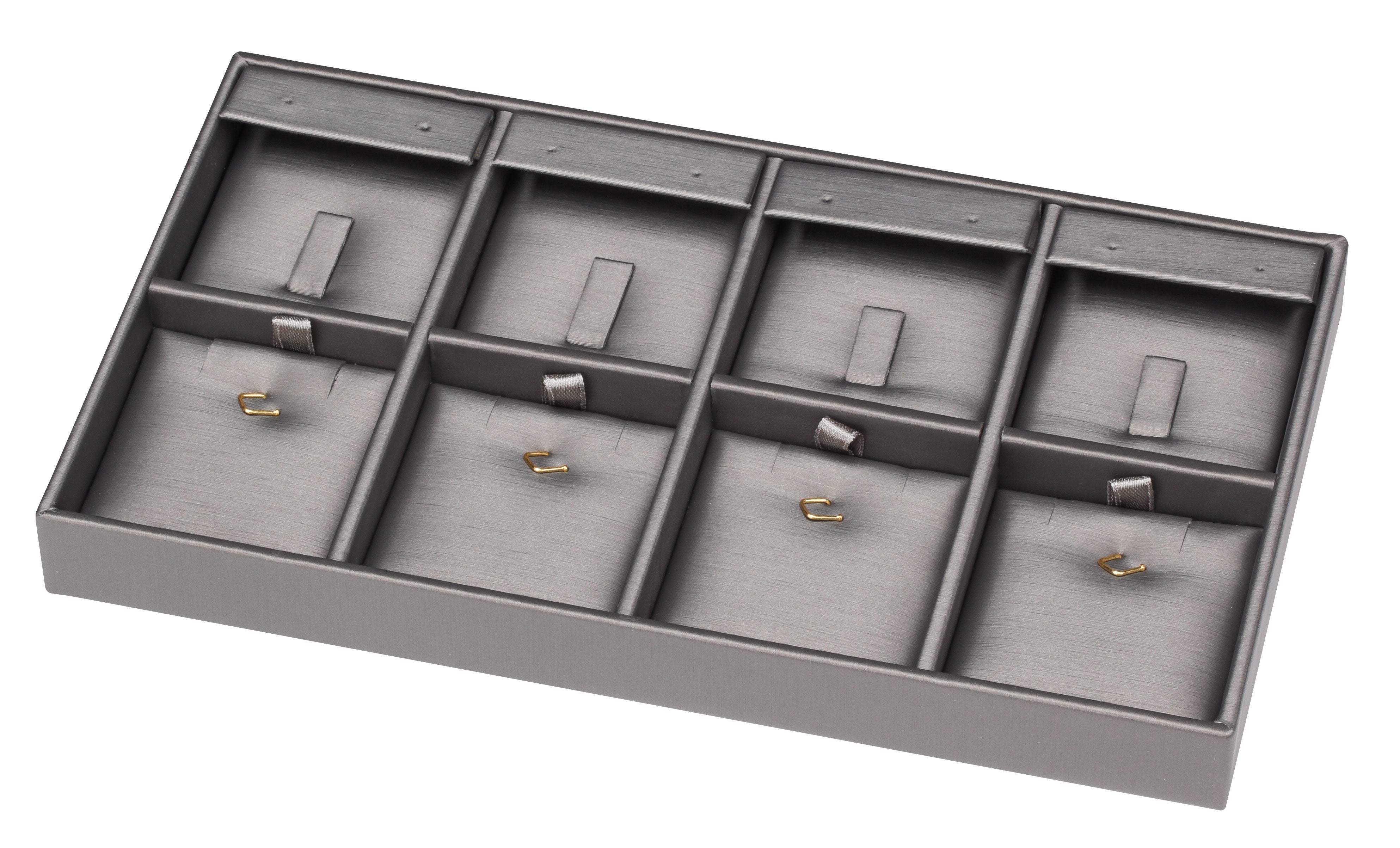 8-Compartment Jewelry Set Configurable Inner Trays, 8.13" L x 4.63" W