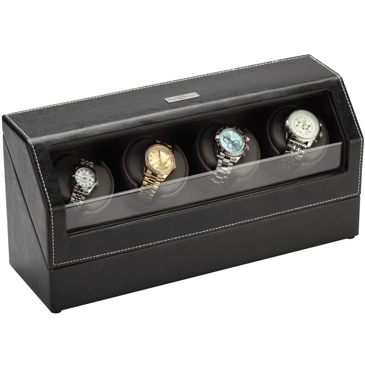 Diplomat "Victoria" 4-Watch Winder in Onyx & Charcoal