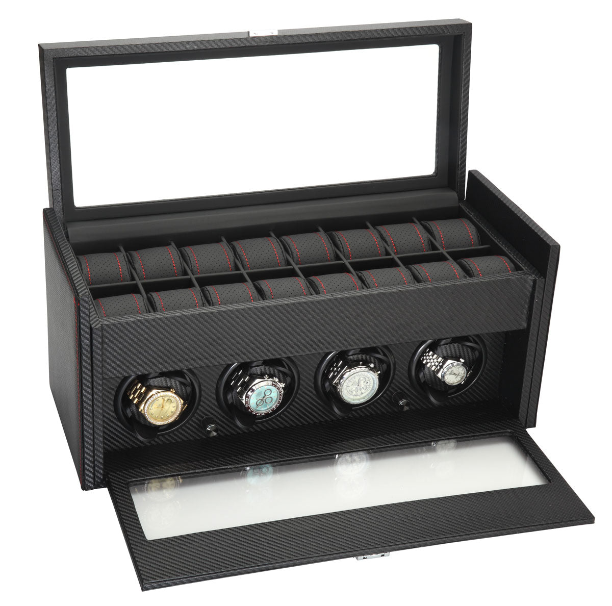 Diplomat "Modena" 4-Watch Winder in Carbon Fiber