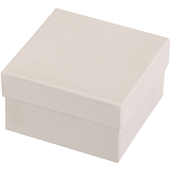 Cotton-Filled Gift Box in Embossed White Swirl