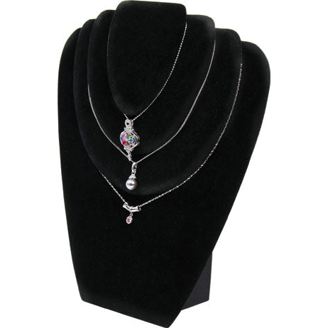 Triple-Necklace Bust Displays in Jet, 9.5" L x 3.25" W