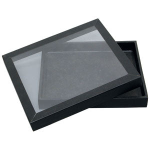 Black Wood Utility Trays w/Glass-Top Lid, 14.75" L x 7.25" W