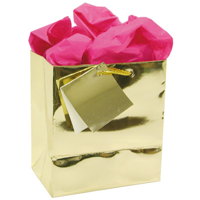 Tote-Style Gift Bags in Glossy Gold, Pk/20