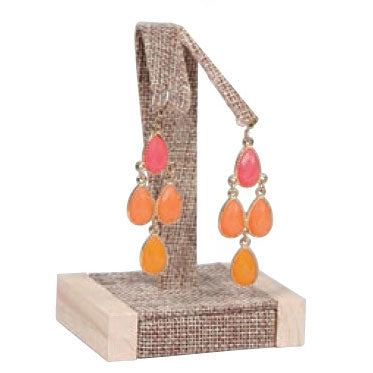 Single-Pair Rabbit-Ear Earring Displays in Burlap, 2.75" L x 2" W