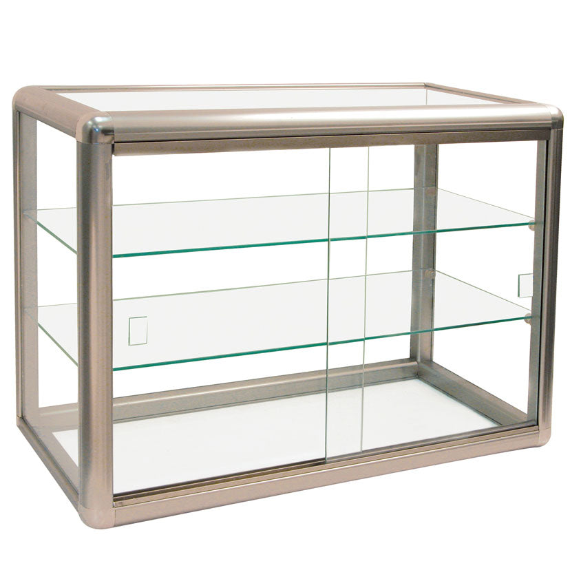 3-Level Aluminum Showcases w/Sliding Doors, 24" L x 12" W