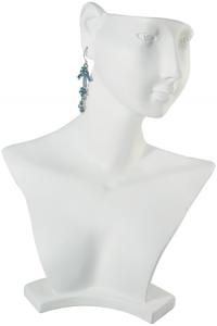 Venetian Earring + Necklace Combination Form Displays on Base in White, 7" L x 9" H