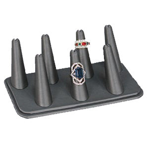 7-Finger Ring Displays in Steel Gray, 6.75" L x 3.5" W