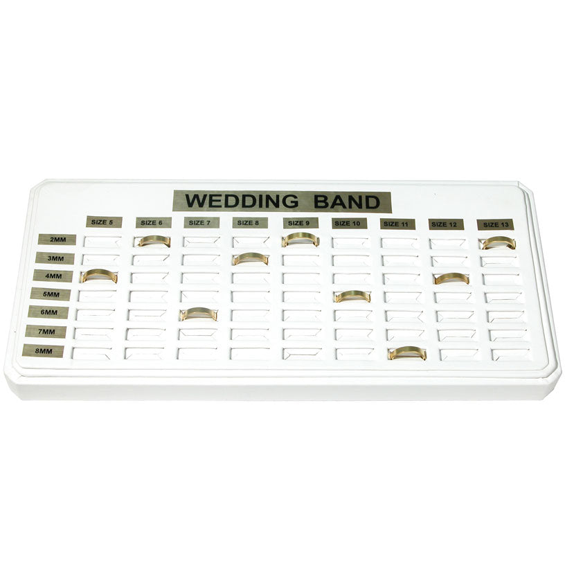 63-Slot Wedding Band Trays w/"Perfect View" Pitched Wedges in Pearl, 13.75" L x 6.38" W x 0.88 - 2" H