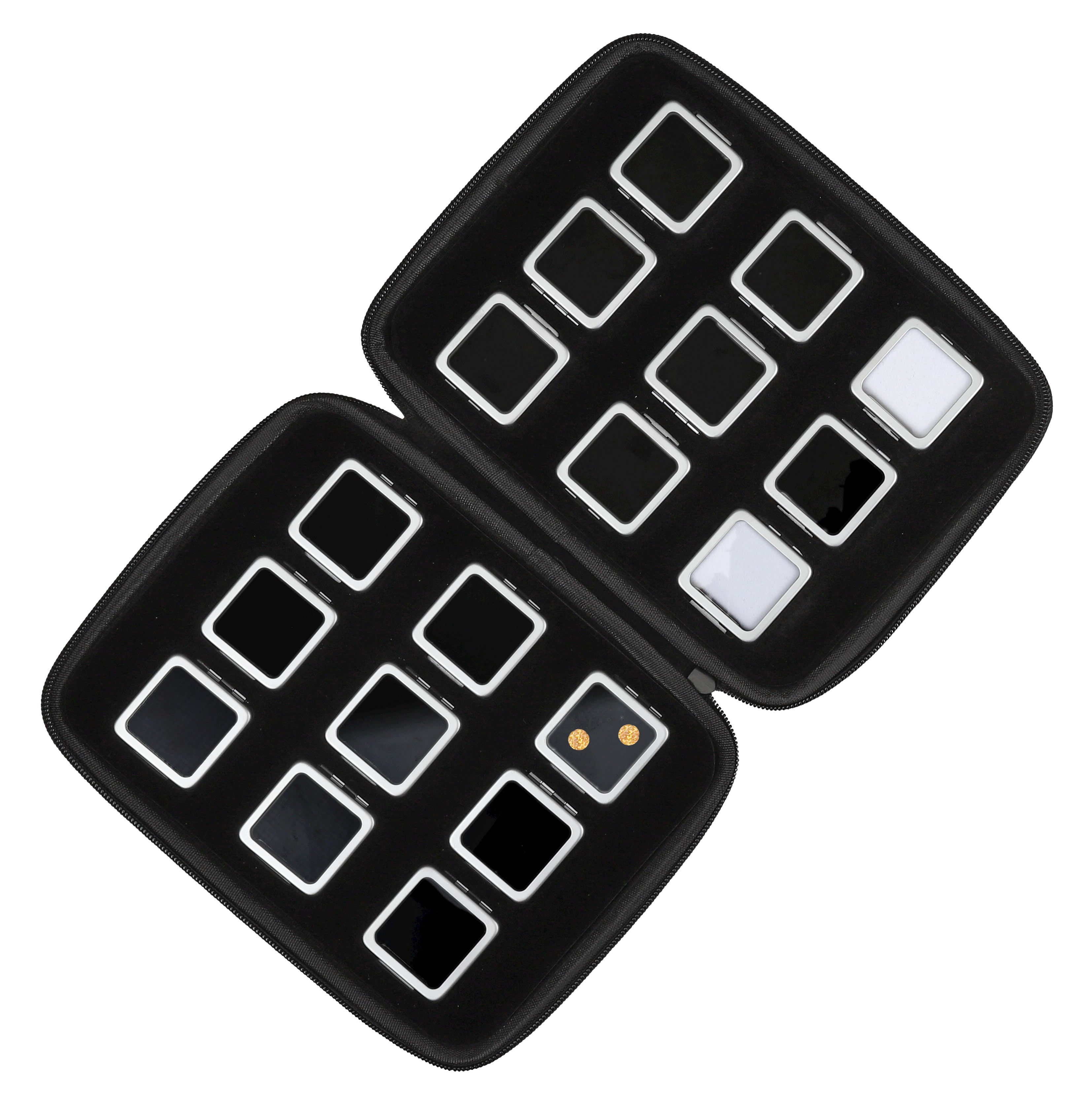 18 Metal Gem Boxes (40mm) in Zippered Folder