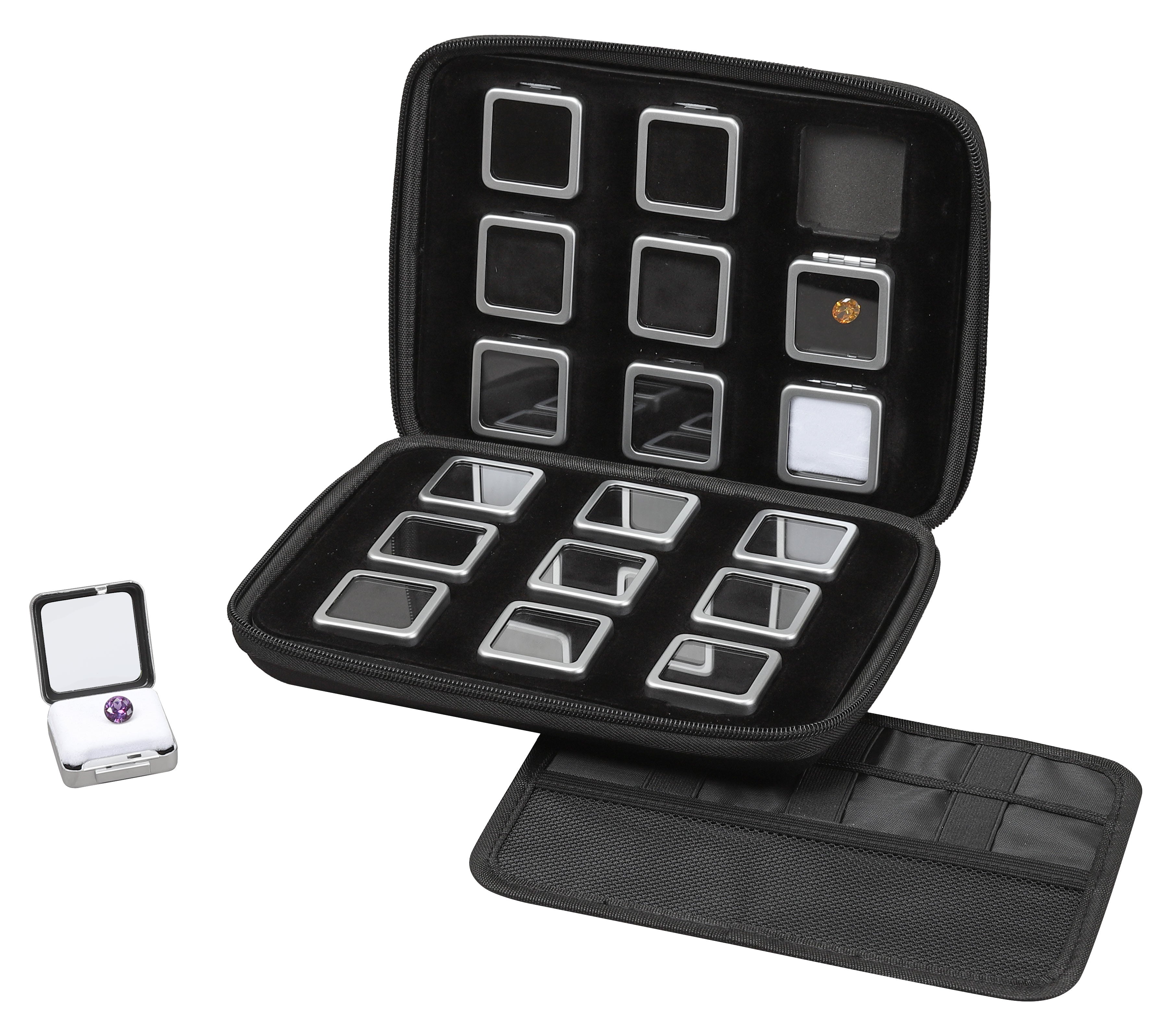 18 Metal Gem Boxes (40mm) in Zippered Folder