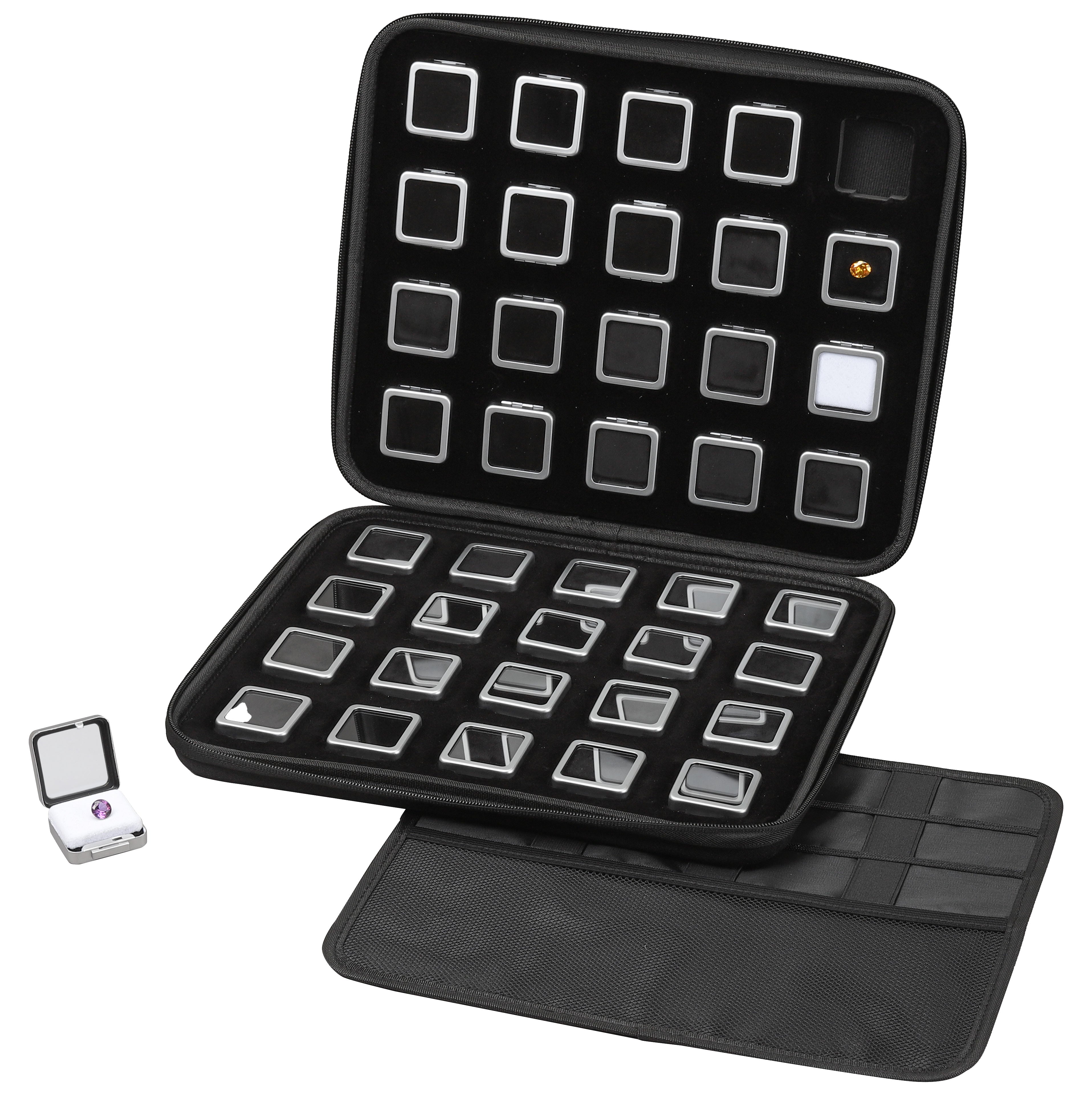 40 Metal Gem Boxes (40mm) in Zippered Folder