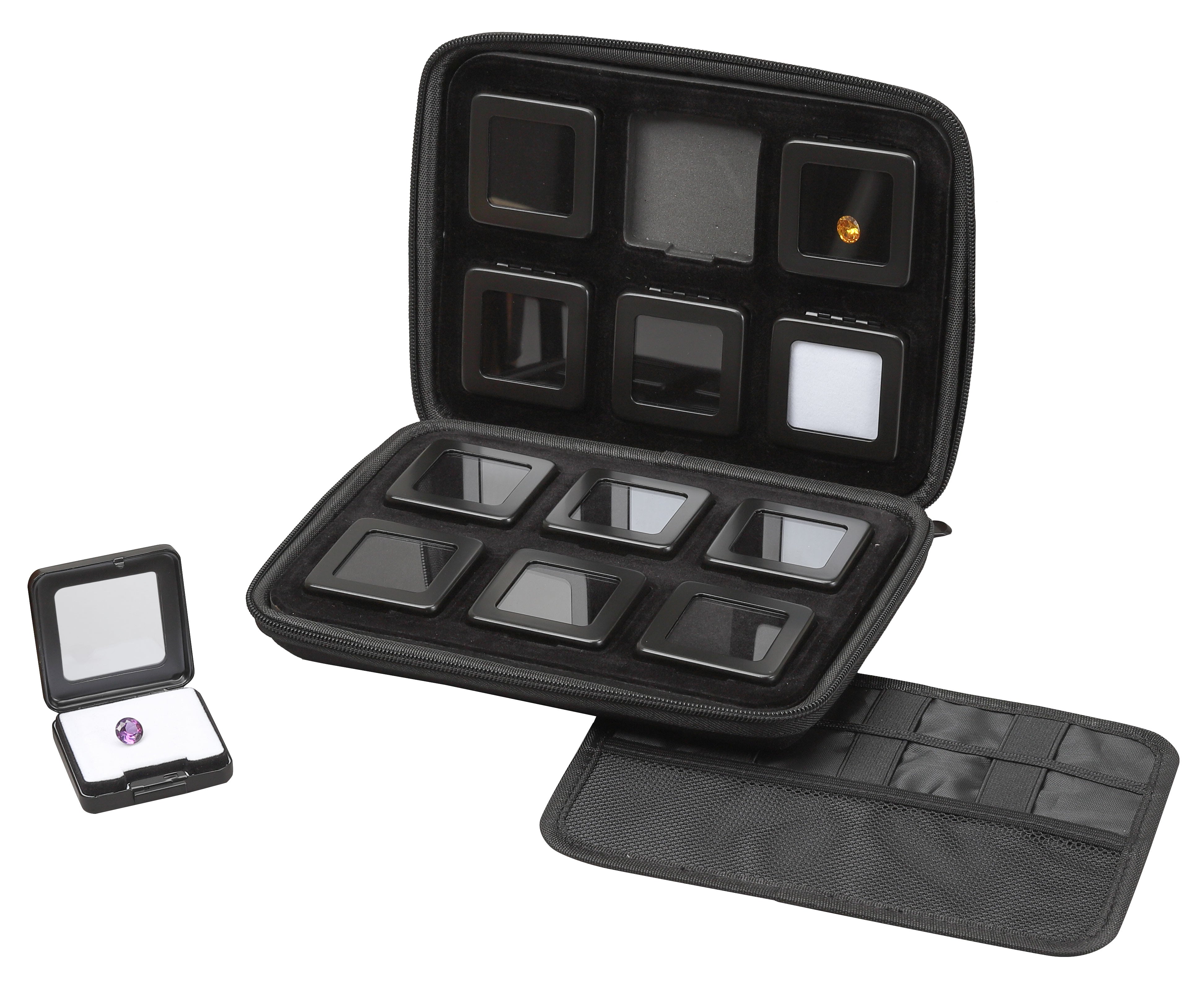 12 Metal Gem Boxes (55mm) in Zippered Folder