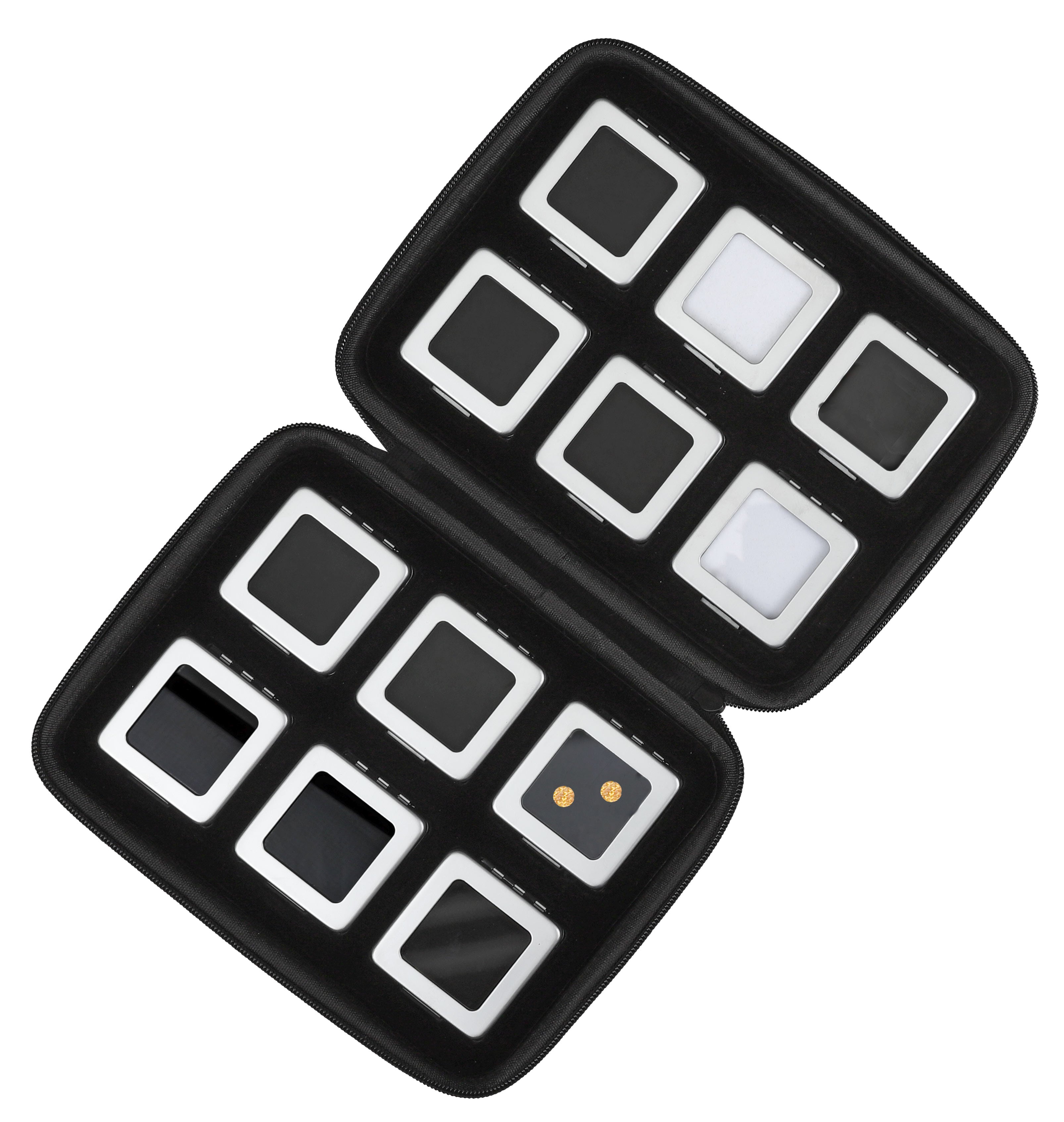 12 Metal Gem Boxes (55mm) in Zippered Folder