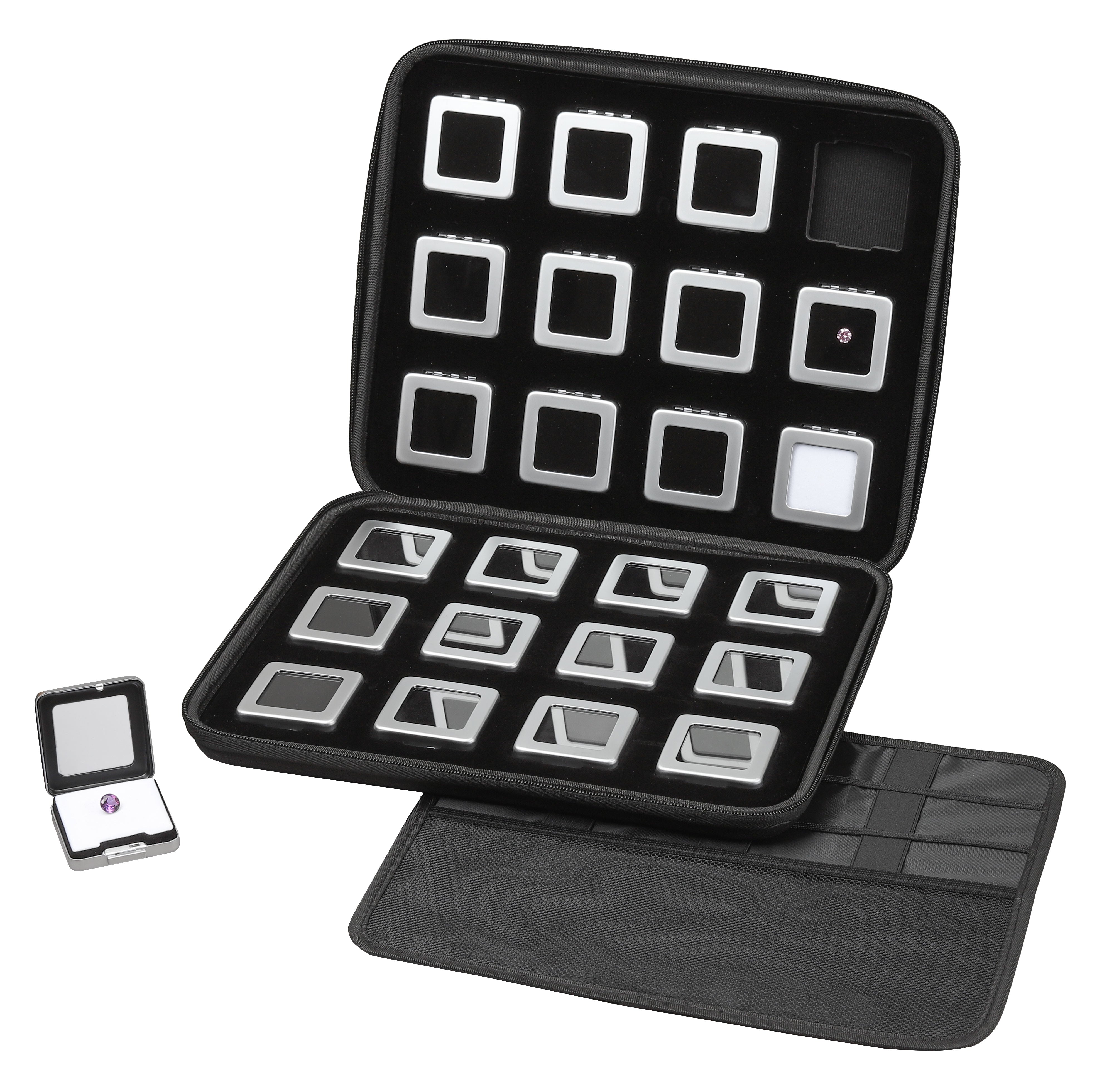 24 Metal Gem Boxes (55mm) in Zippered Folder