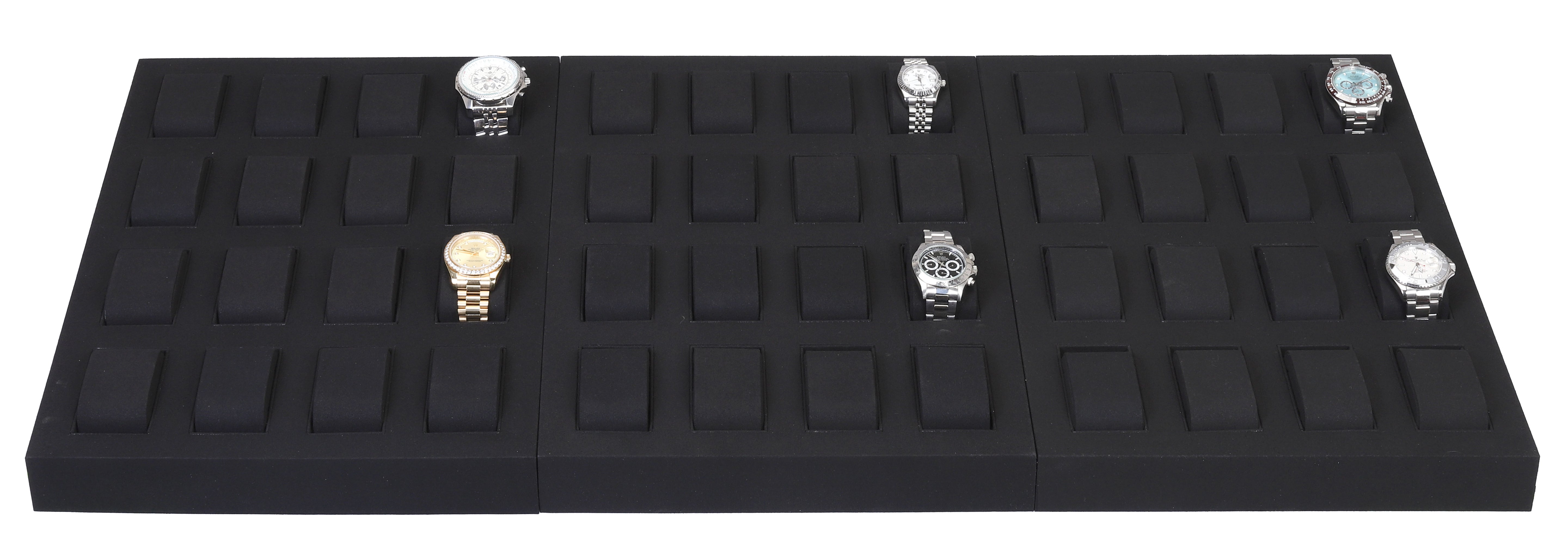 LUXE 48 Watch Display Tray Set in Microfiber Suede