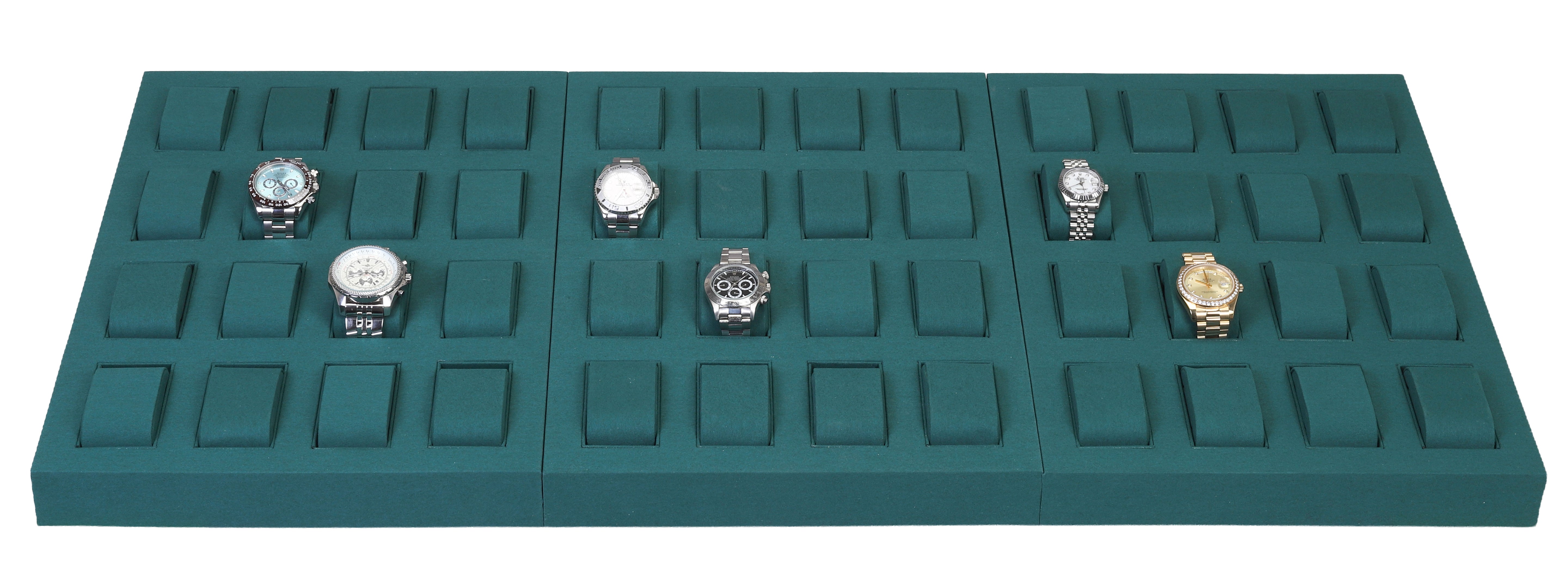 LUXE 48 Watch Display Tray Set in Microfiber Suede