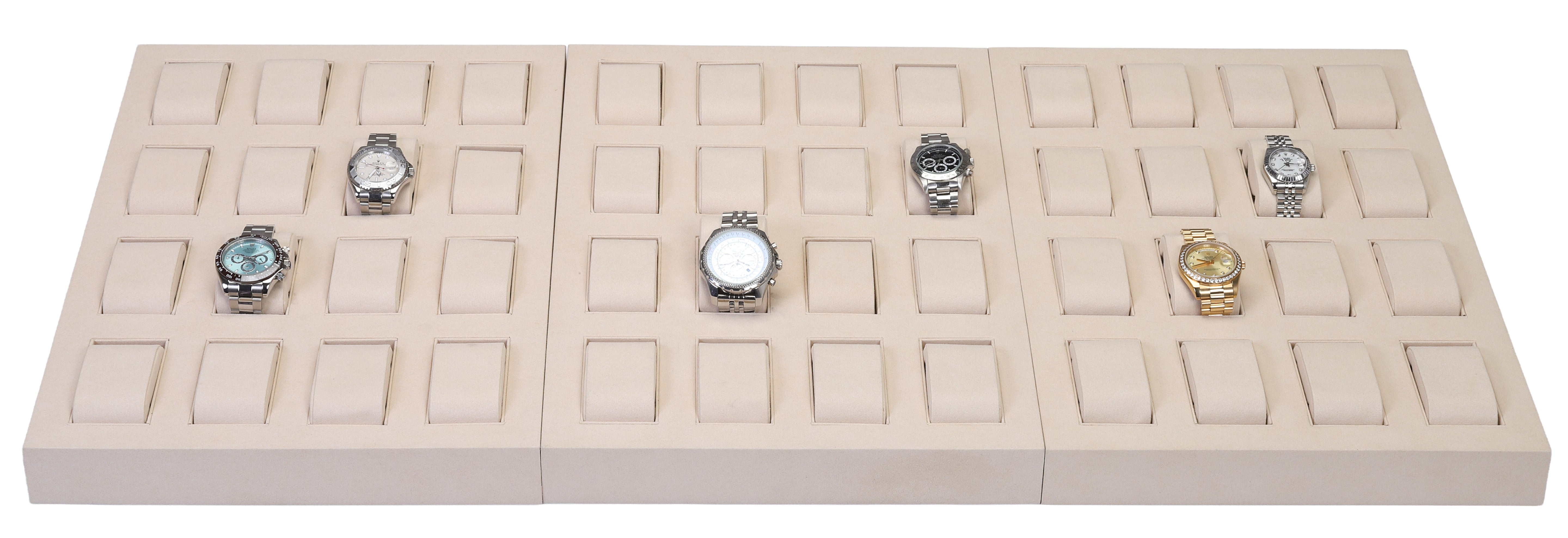 LUXE 48 Watch Display Tray Set in Microfiber Suede