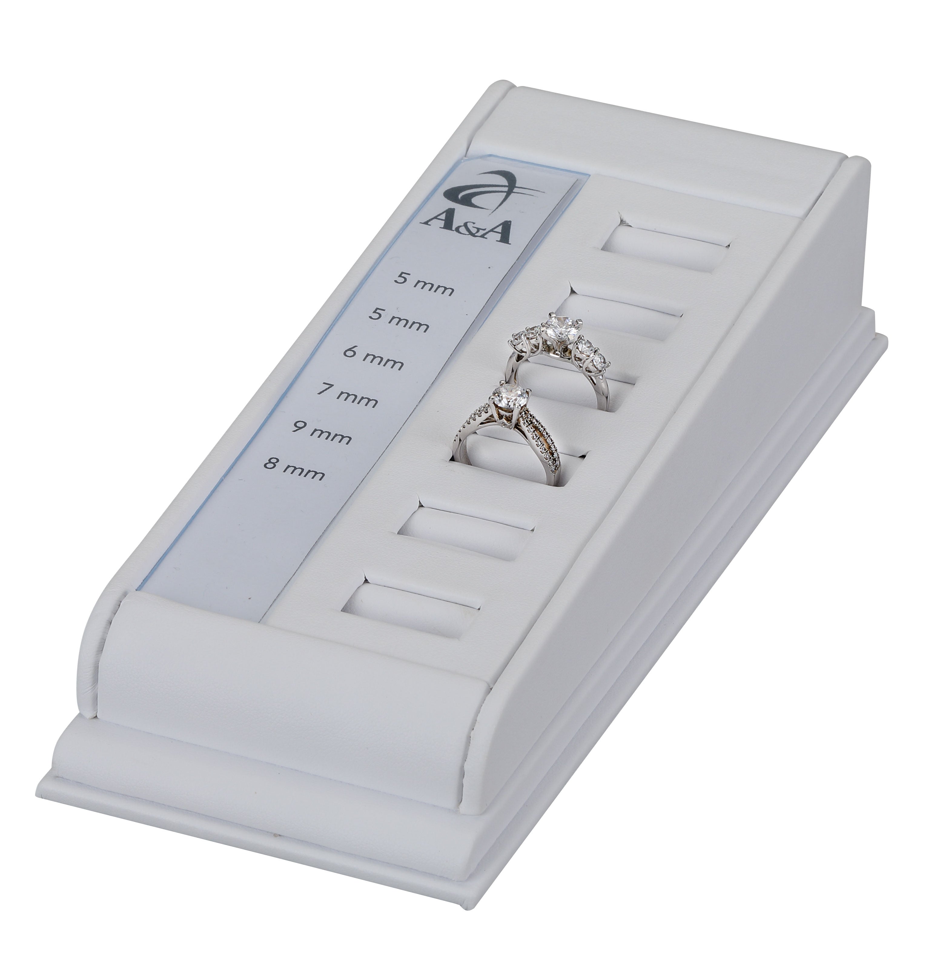 6 Ring Slot Display With Writing Window in White, 3.25" x 8"