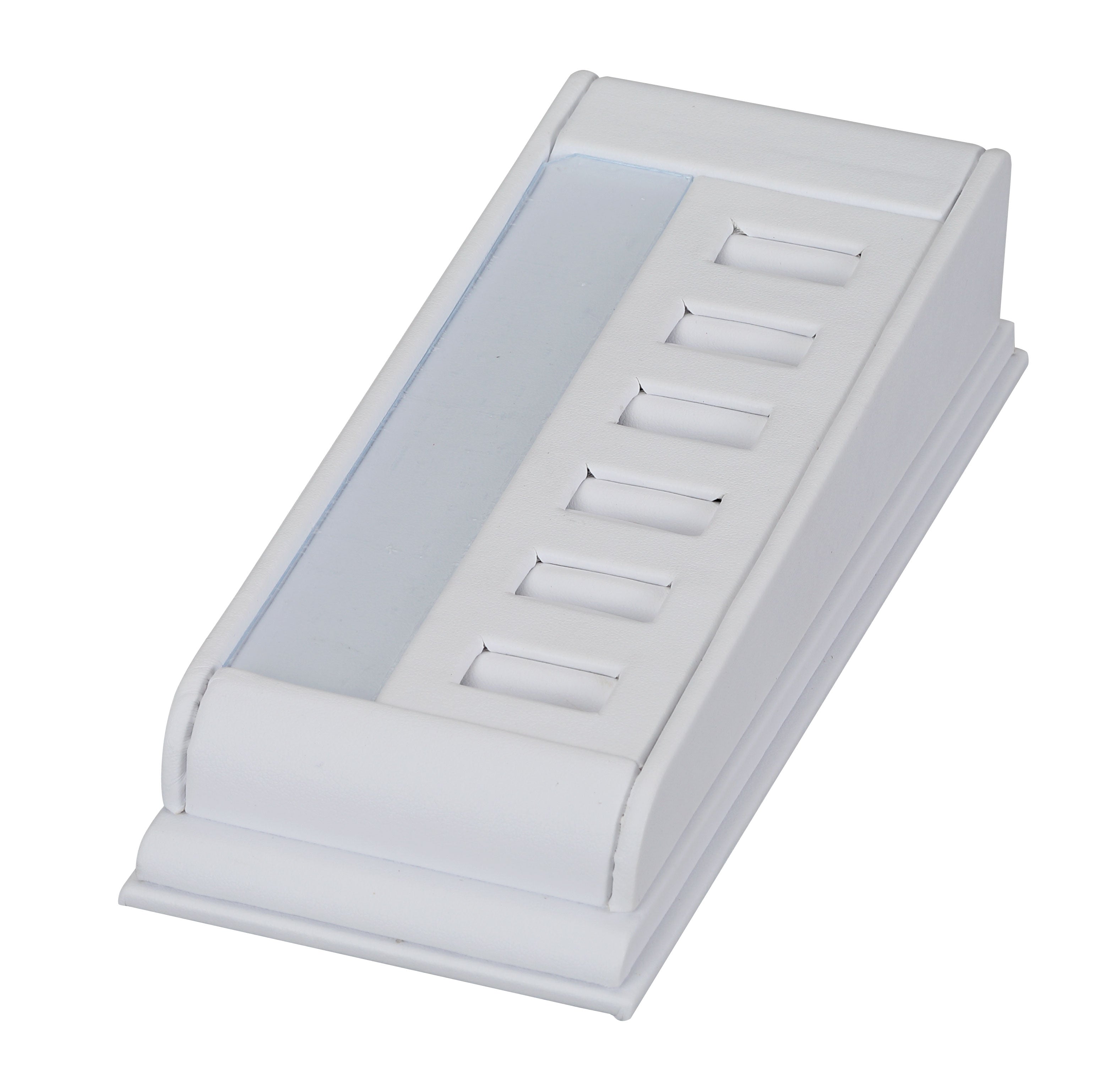 6 Ring Slot Display With Writing Window in White, 3.25" x 8"