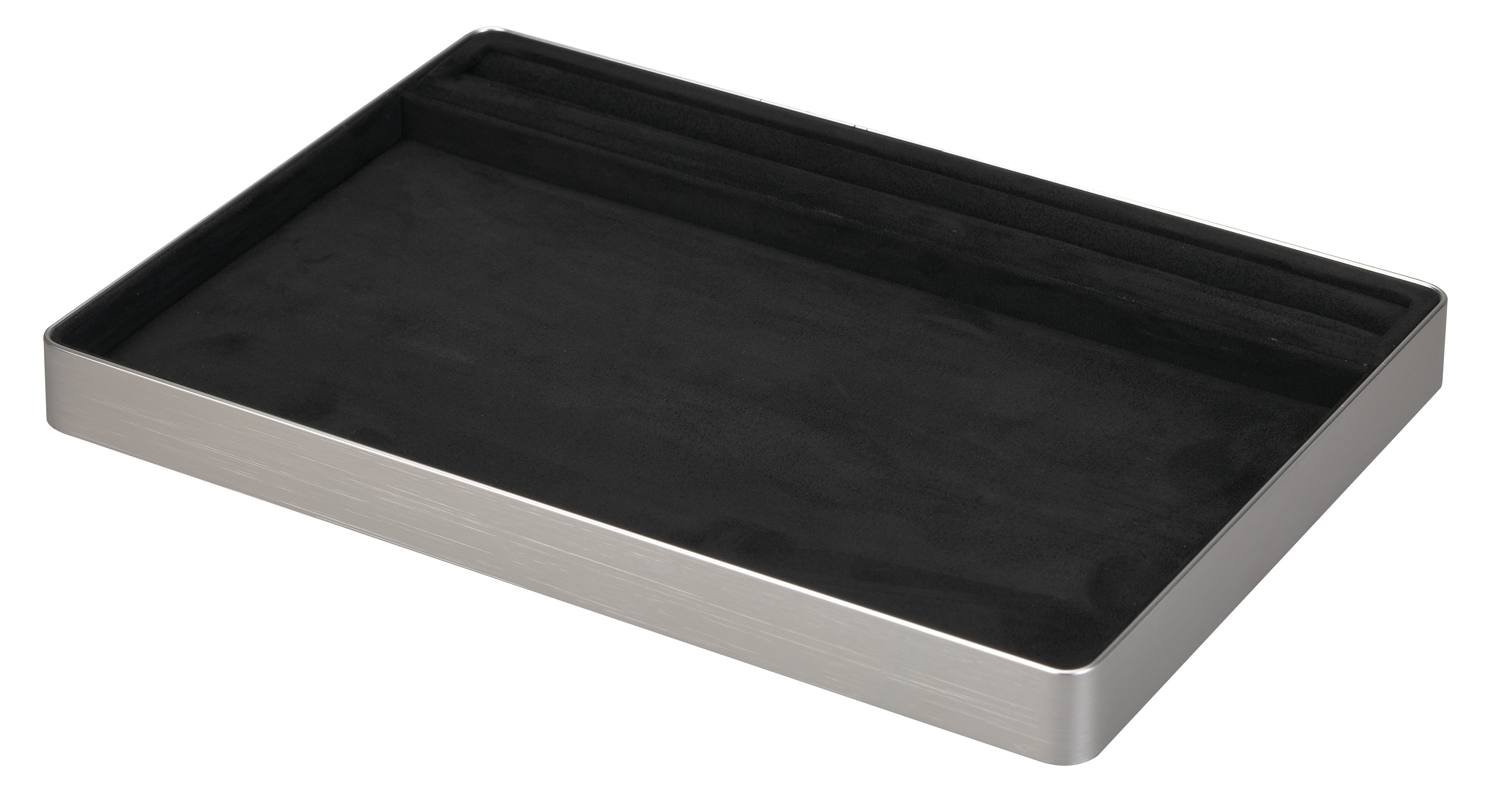 LUXE Utility Trays w/Ring Slot in Microsuede and Aluminum, 11.75" L x 7.85" W