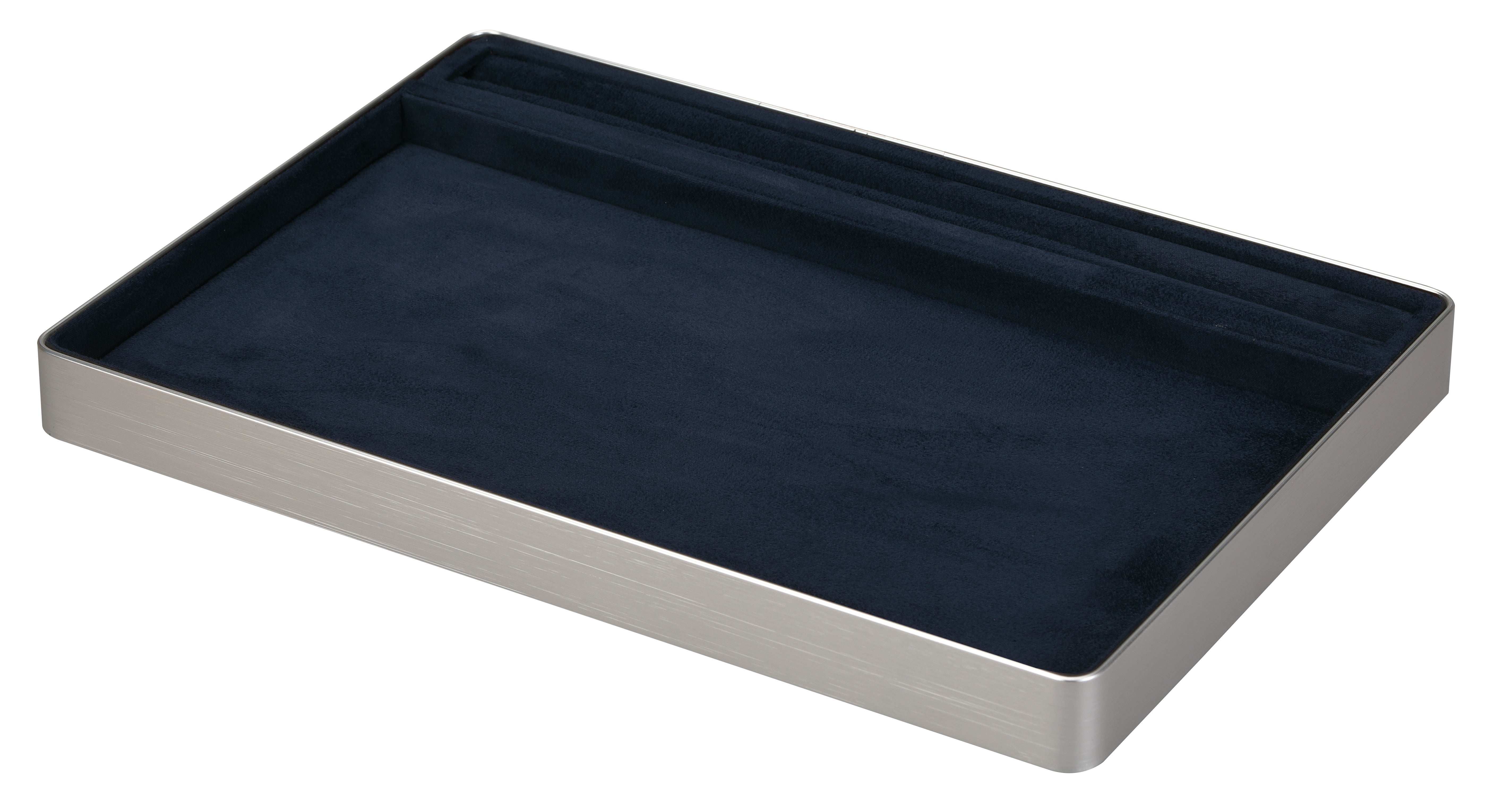 LUXE Utility Trays w/Ring Slot in Microsuede and Aluminum, 11.75" L x 7.85" W