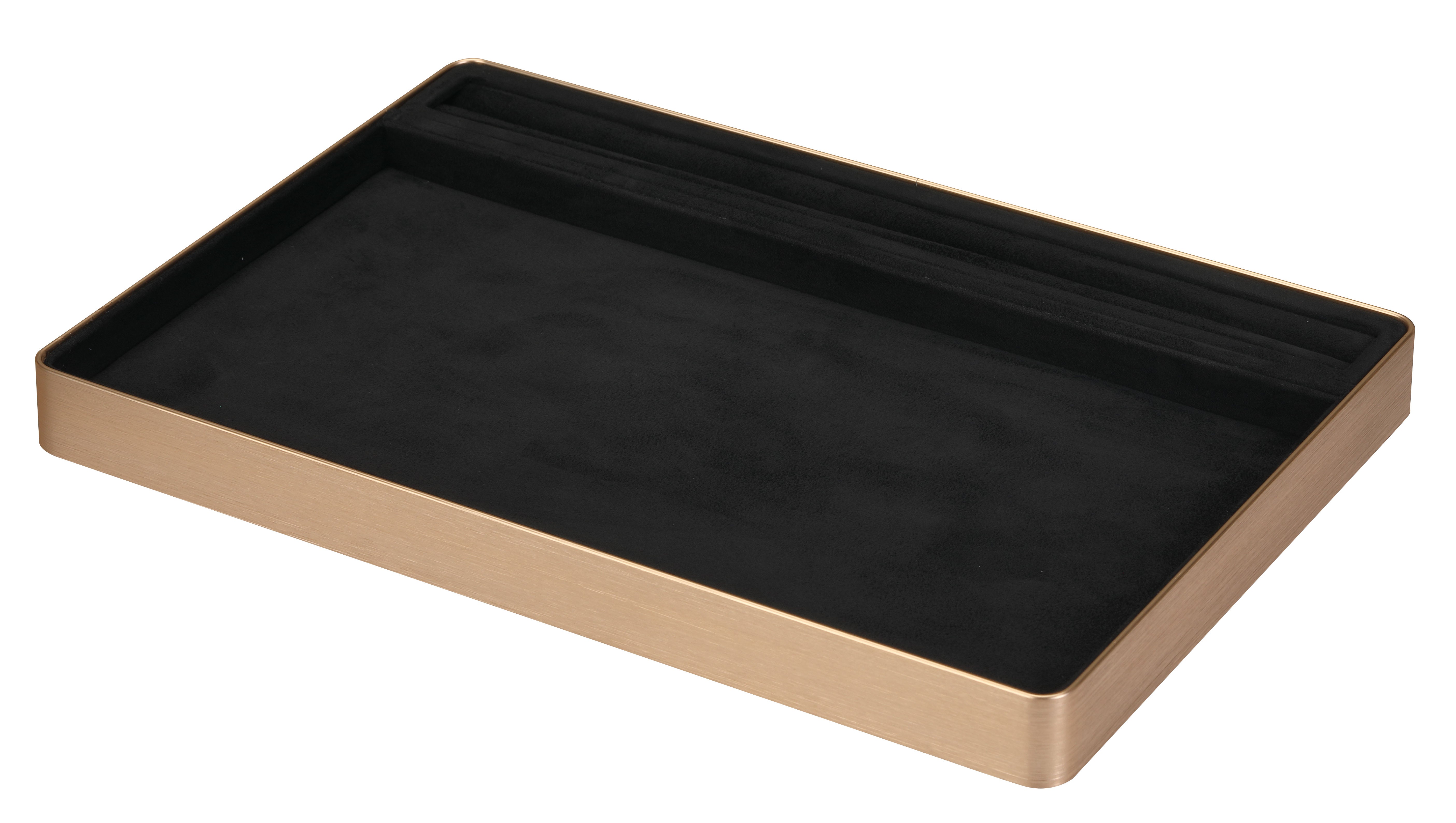 LUXE Utility Trays w/Ring Slot in Microsuede and Aluminum, 11.75" L x 7.85" W