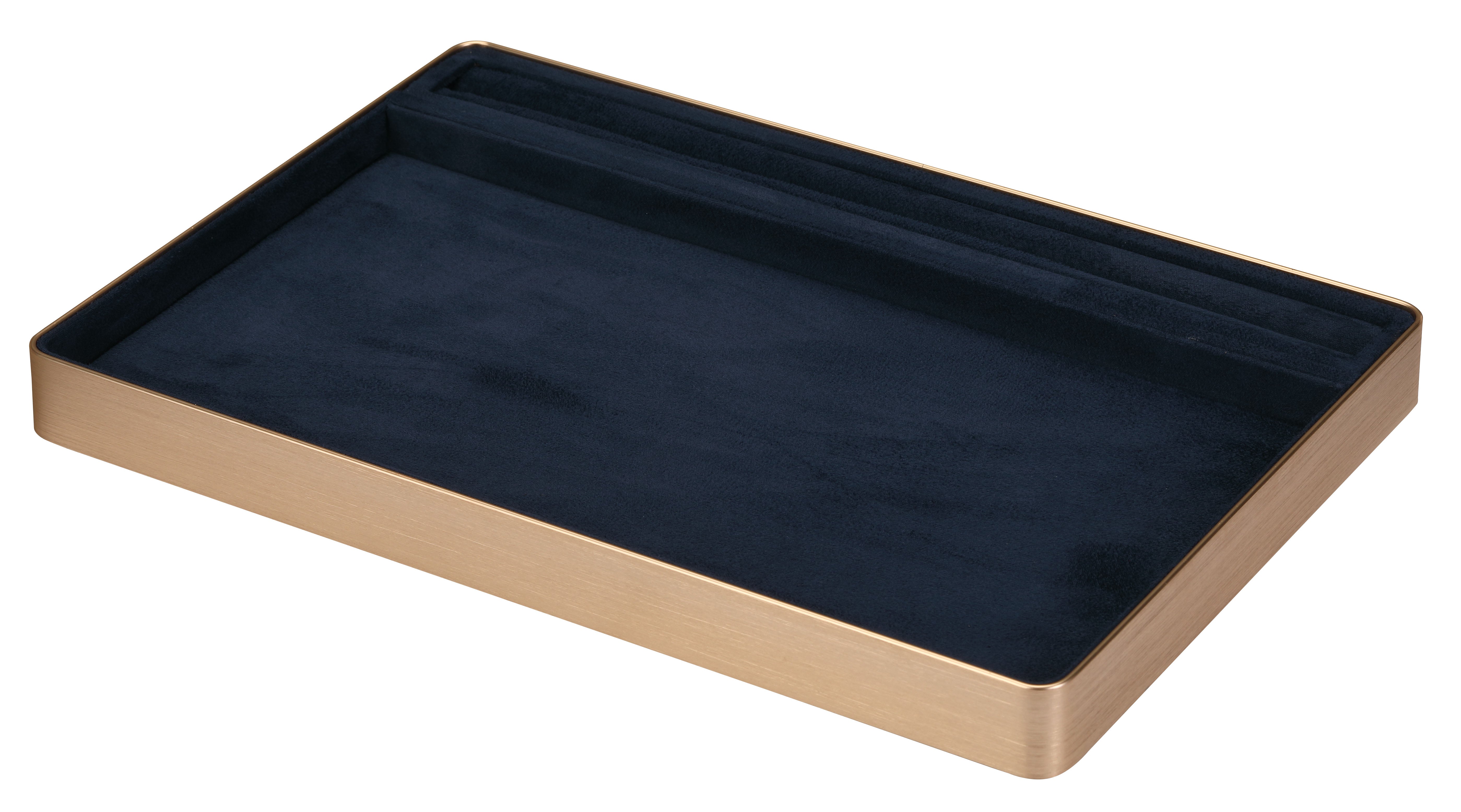 LUXE Utility Trays w/Ring Slot in Microsuede and Aluminum, 11.75" L x 7.85" W