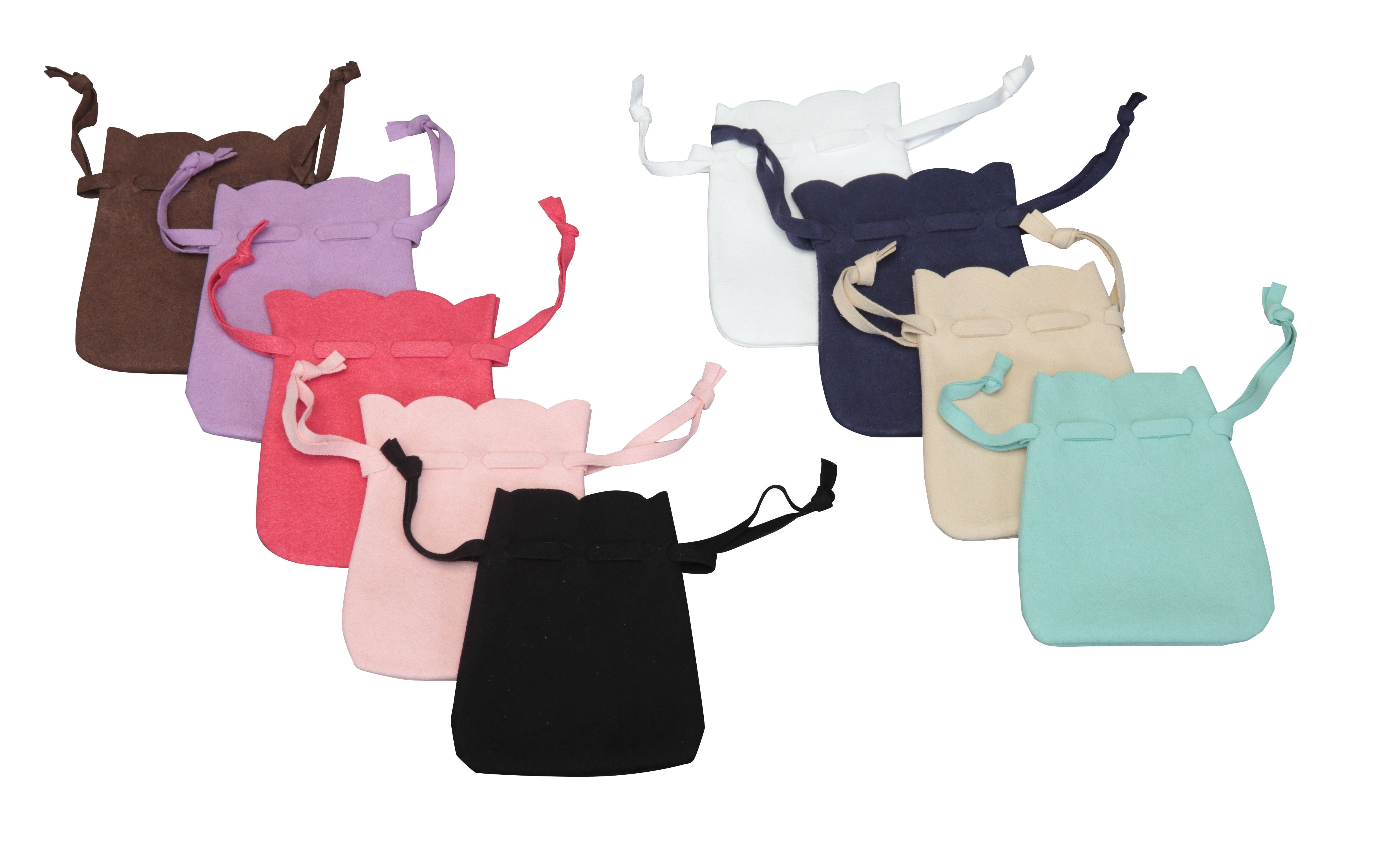 Black Microsuede Drawstring Pouches