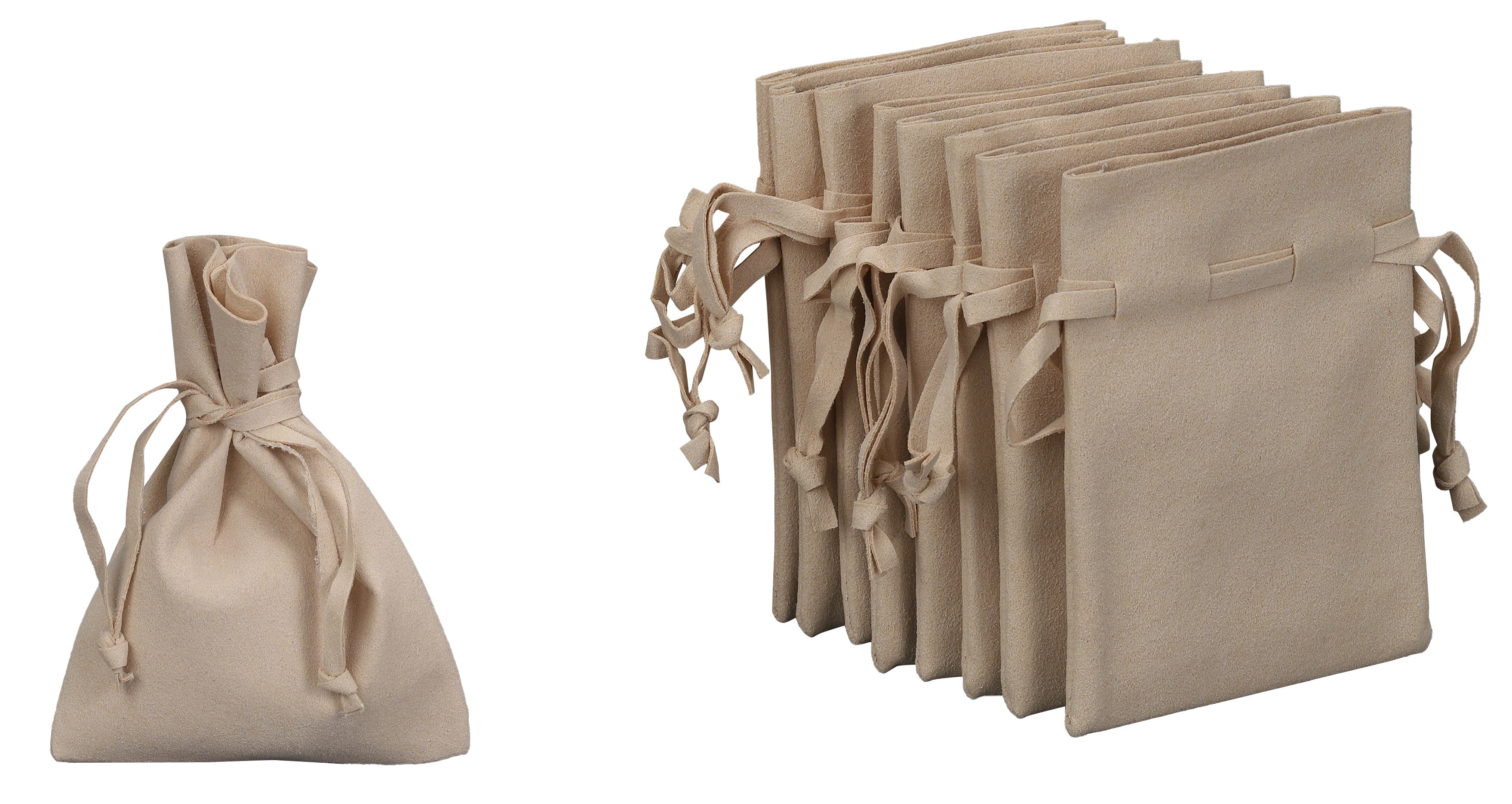 Drawstring Pouches in Microsuede, Pk/20