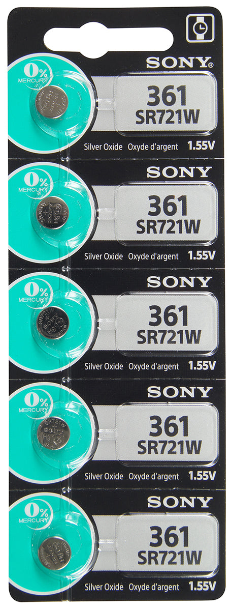 Sony/Murata 361 (SR721) Battery, Pk/5