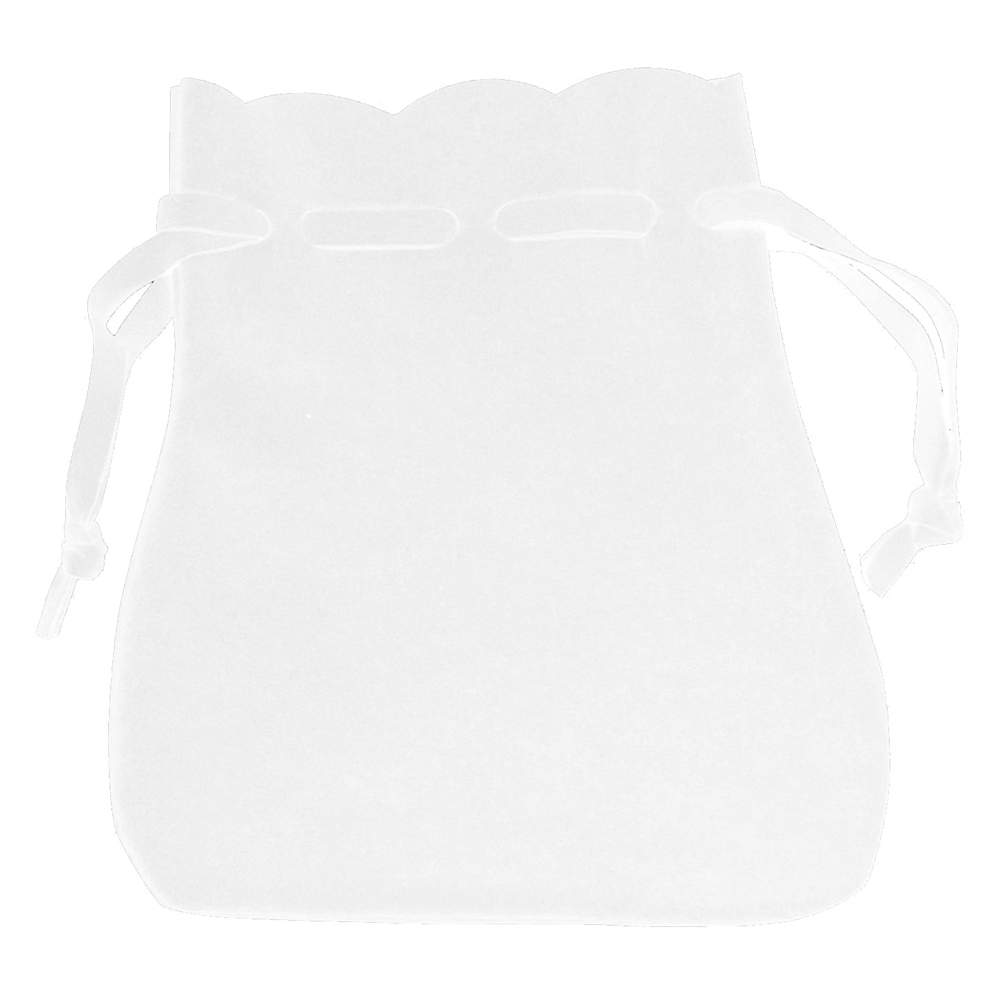 White Microsuede Drawstring Pouches