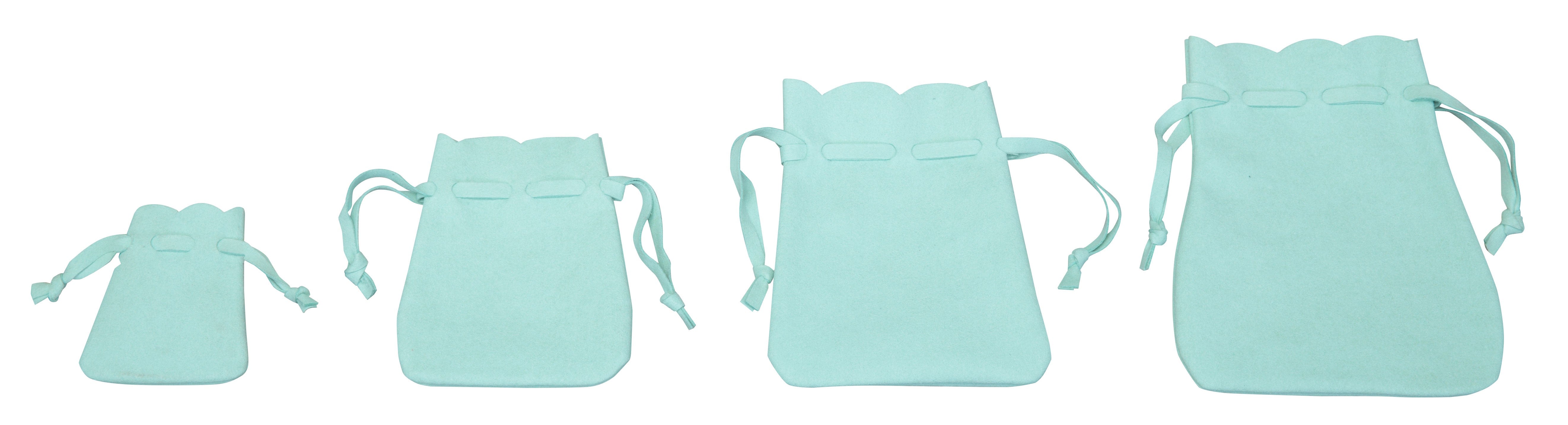 Turquoise Microsuede Drawstring Pouches