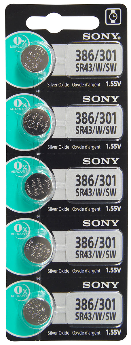 Sony/Murata 386 (SR1142) Battery, Pk/5