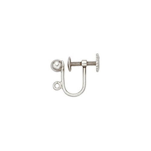 Sterling Silver Screw Earring Wire w/ Ball & Ring