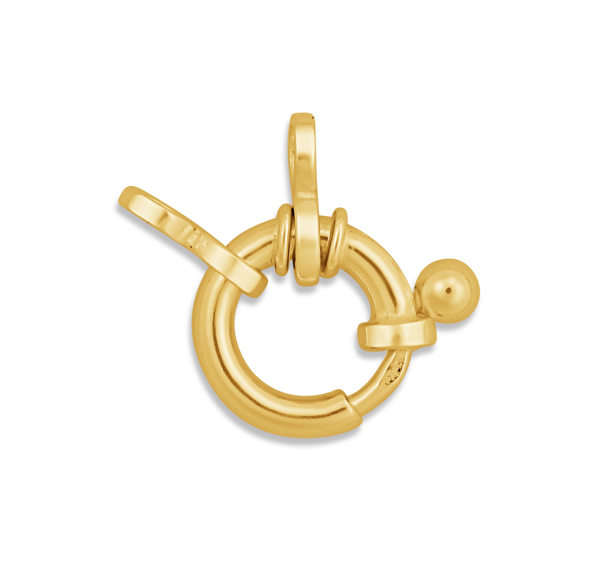 14K Yellow Gold Heavy Spring Ring w/2-Rings
