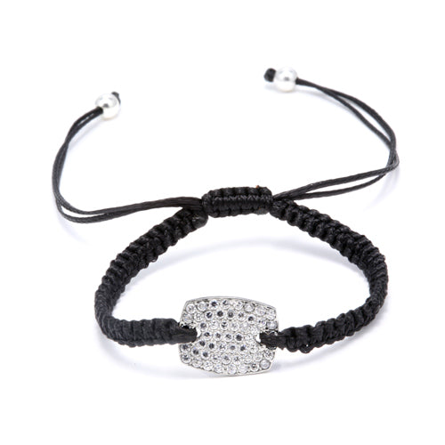 SIlver and CZ Rectangle Macrame Bracelet