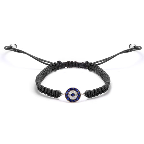 Silver Petite "Evil-Eye" Macrame Bracelet