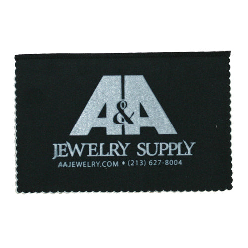 Printed Jewelry Polishing Cloth Micro Fiber- Black 4.0"x6.0" - 250 pc Minimum Order